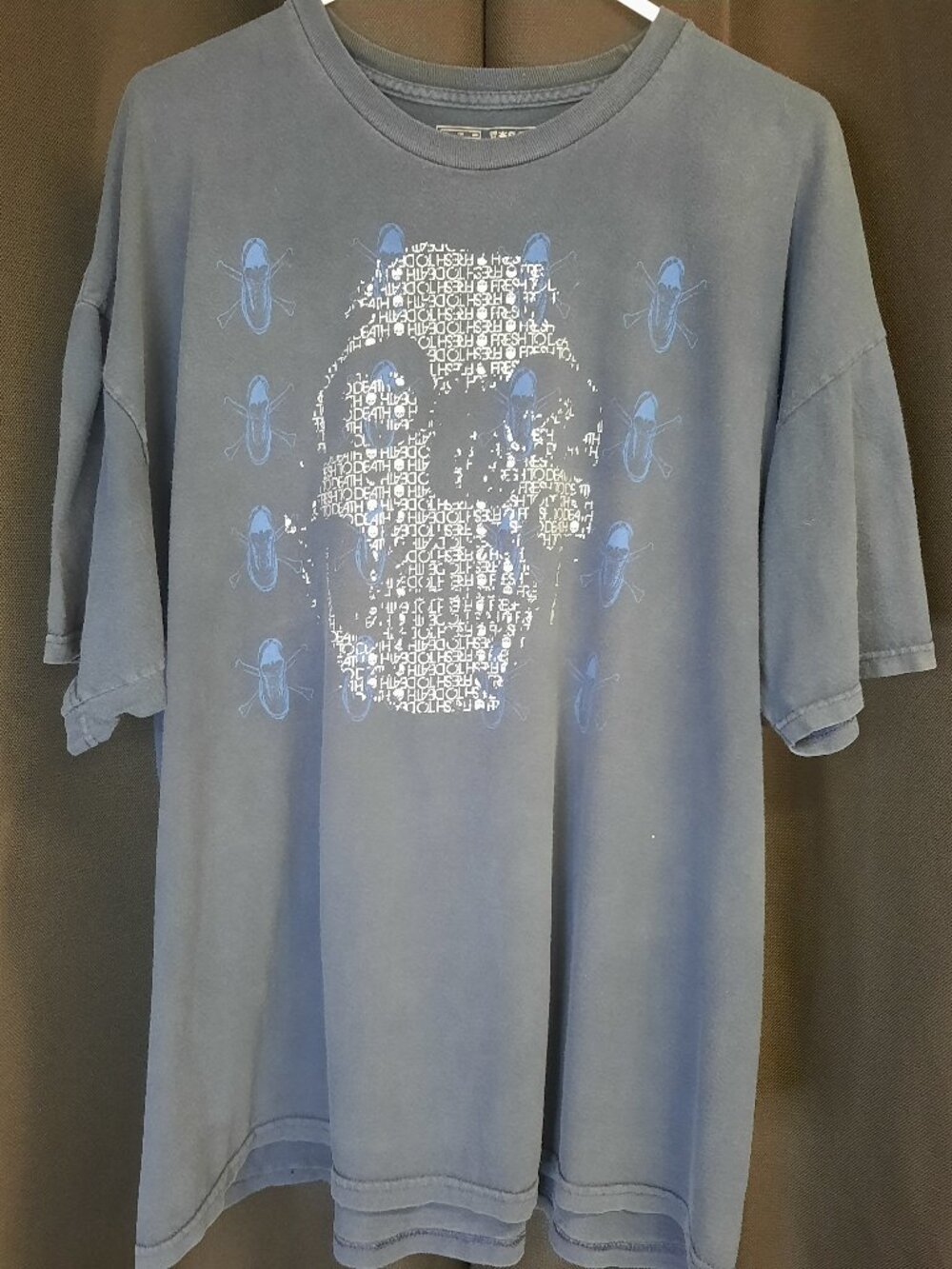 Nike Mens XXL Fresh To Death Skull TShirt Faded Navy Blue Graphic Tee Sneaker